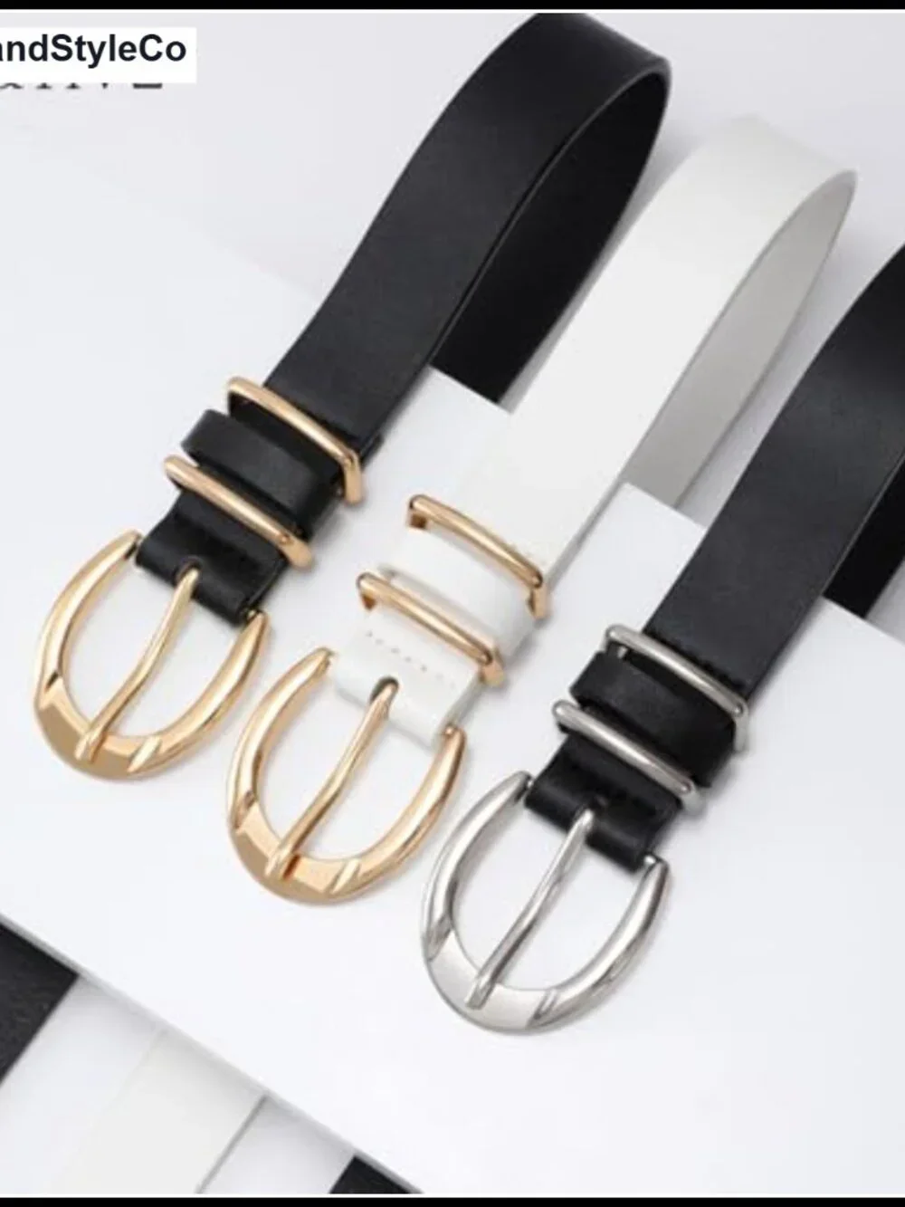 Women's Leather Belt with Gold or Silver Pin Buckle